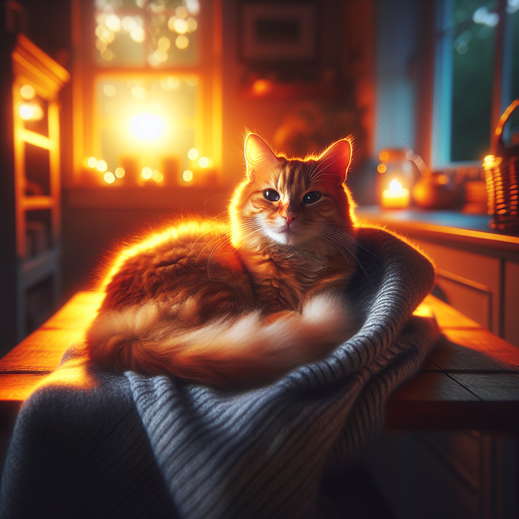 A tabby cat with green eyes exploring a moonlit garden.