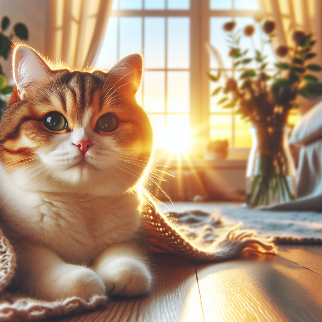 A tabby cat basking in morning sunlight on a windowsill