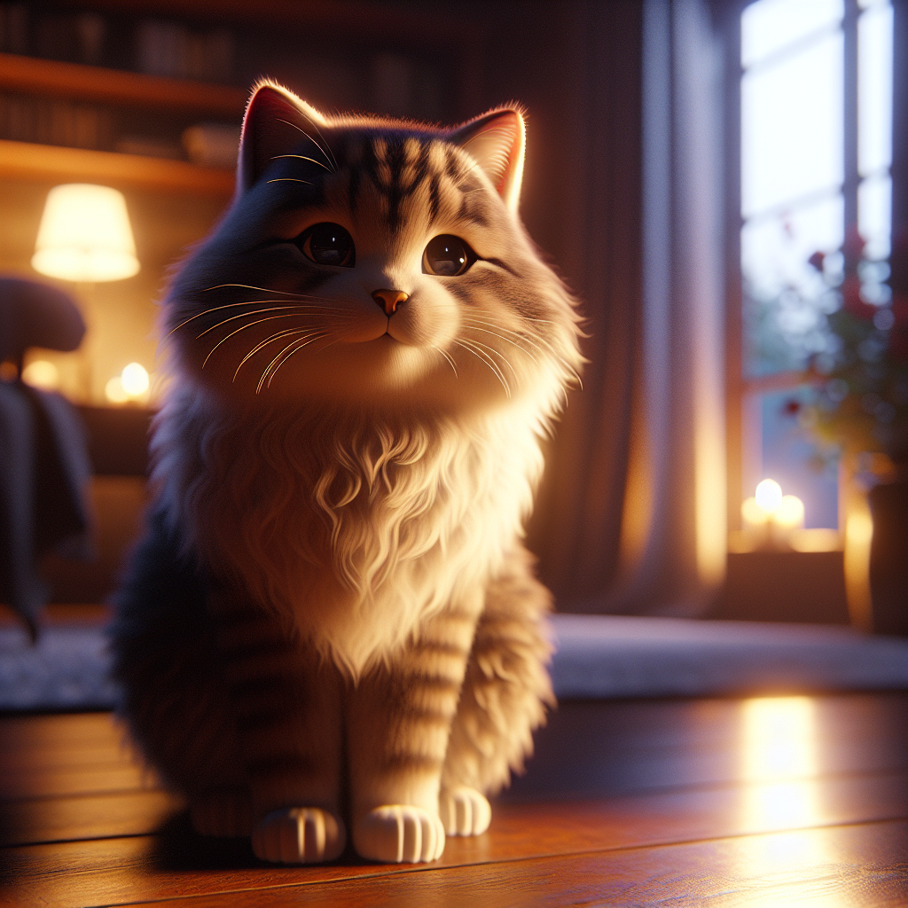 Whiskers the tabby cat exploring a moonlit garden