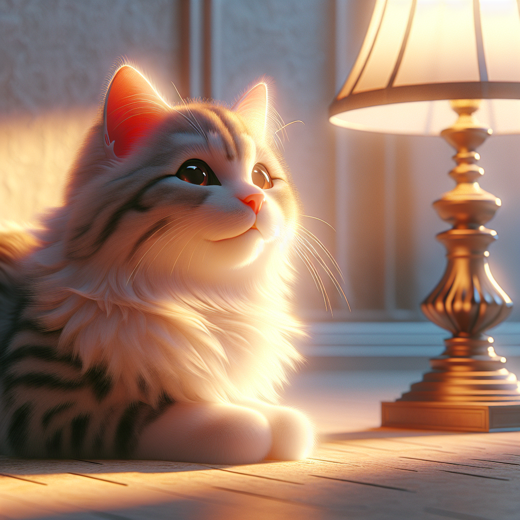 Gray cat with green eyes basking in morning sunlight