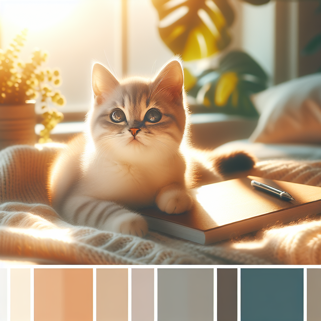 A fluffy tabby cat basking in a sunbeam on the carpet