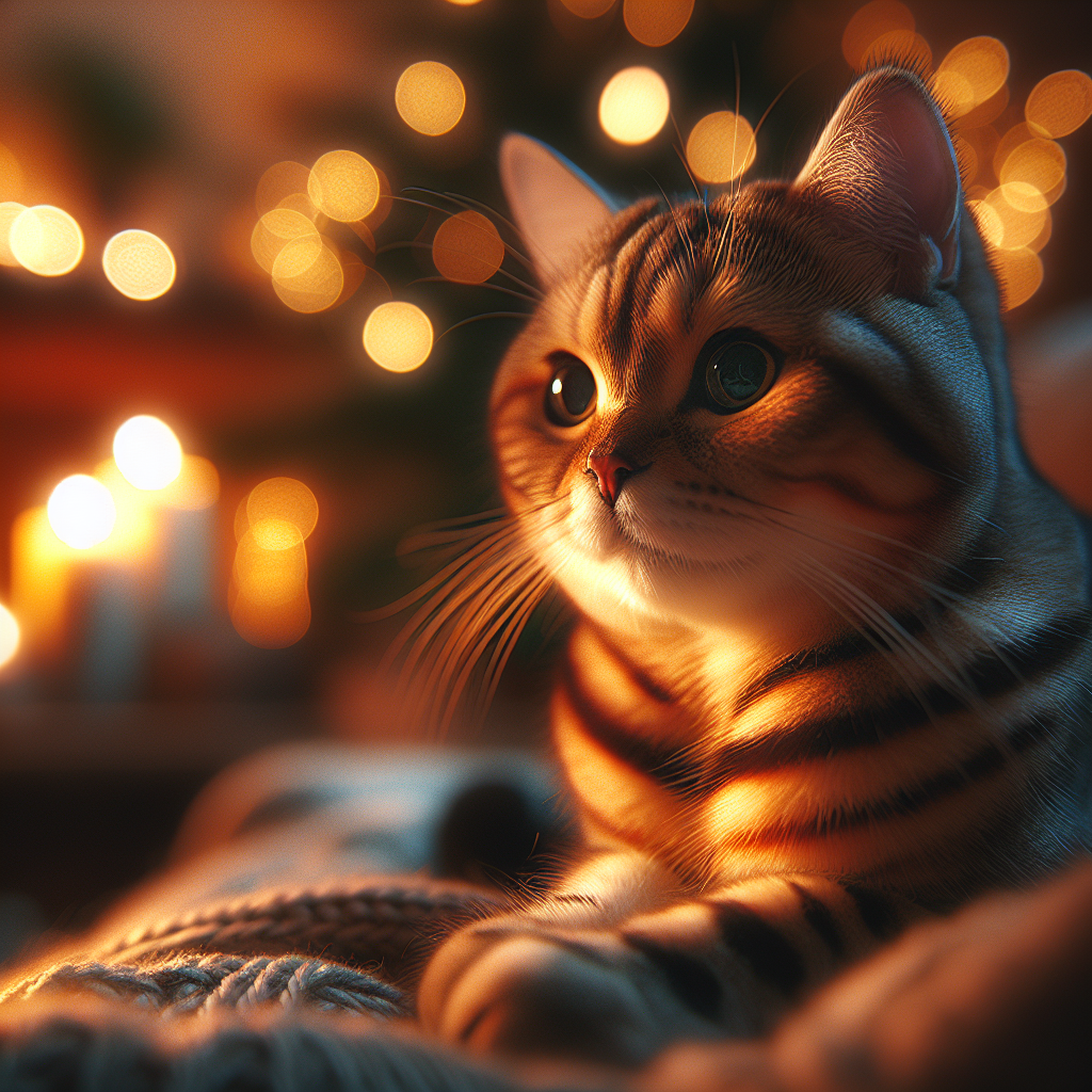 Whiskers the cat in a moonlit garden.