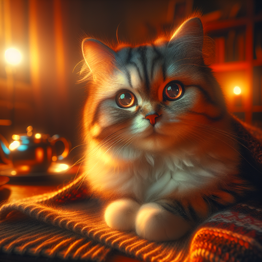 Gray tabby cat exploring a moonlit garden