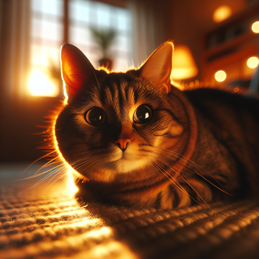 Curious tabby cat exploring a moonlit garden.