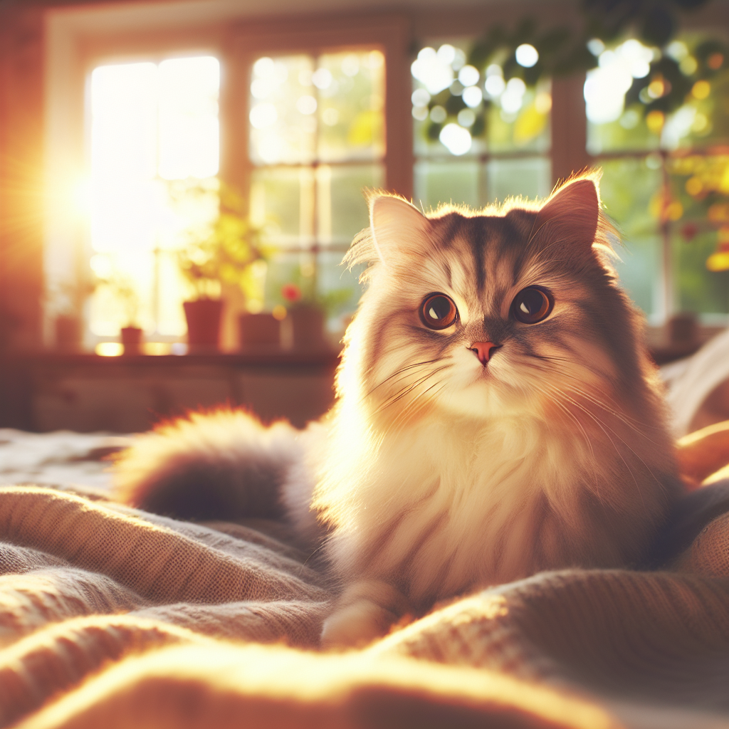 A tabby cat basking in morning sunlight