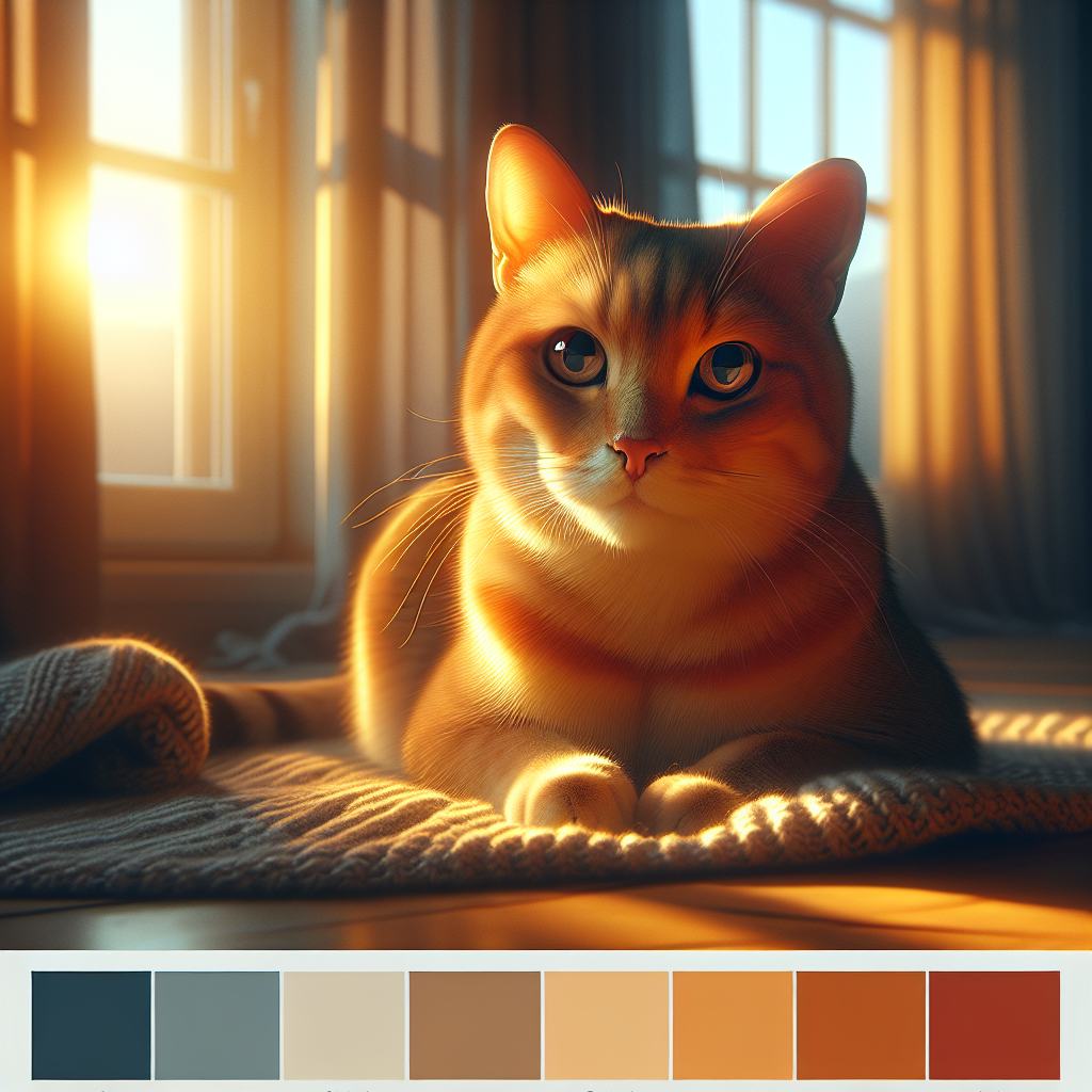 A fluffy tabby cat stretching in the morning sunlight.