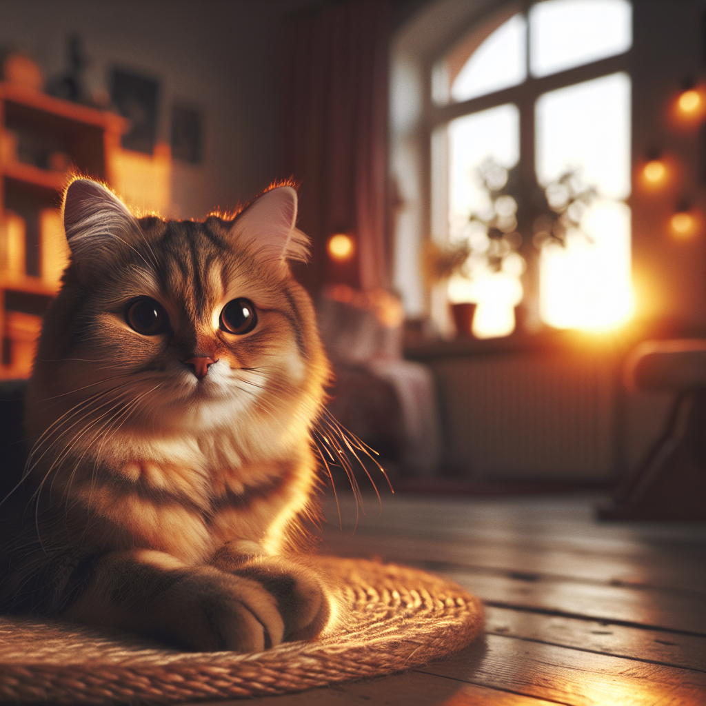 A fluffy tabby cat exploring a moonlit garden