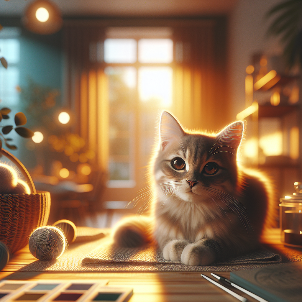 Ginger tabby cat exploring a moonlit garden.