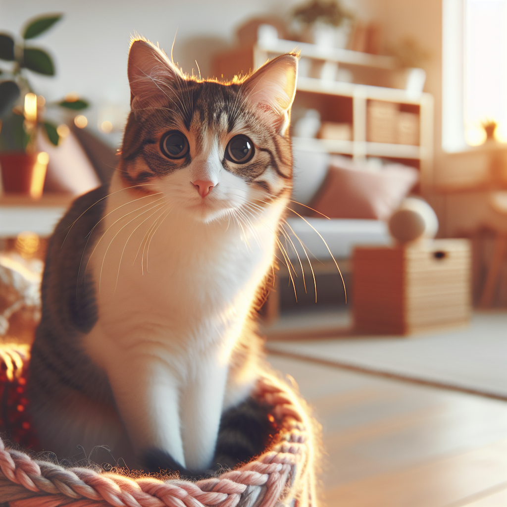 A tabby cat enjoying breakfast sunlight.