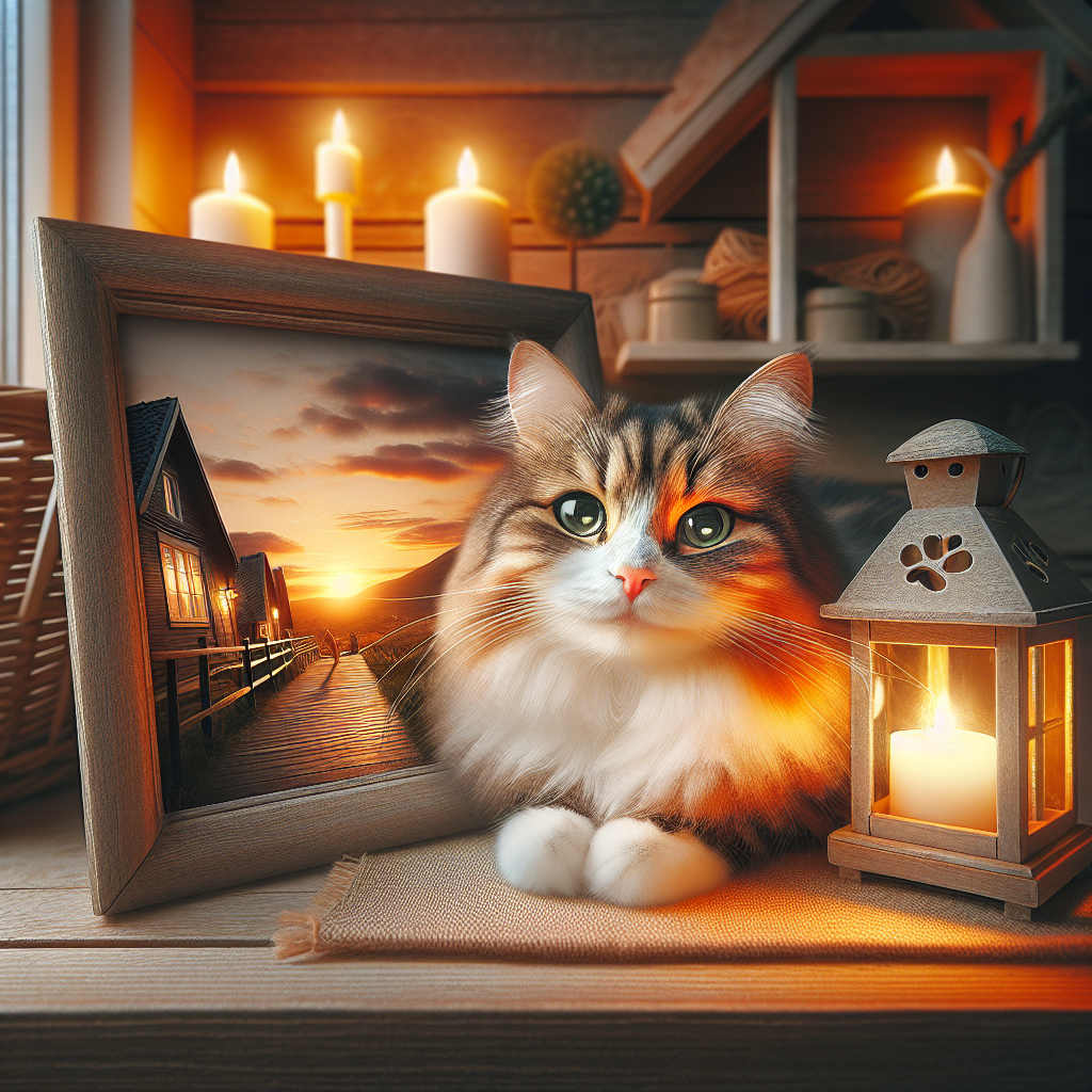 A fluffy tabby cat gazing out from a windowsill.