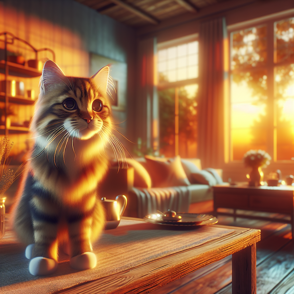 A fluffy tabby cat basking in the sun by a window.