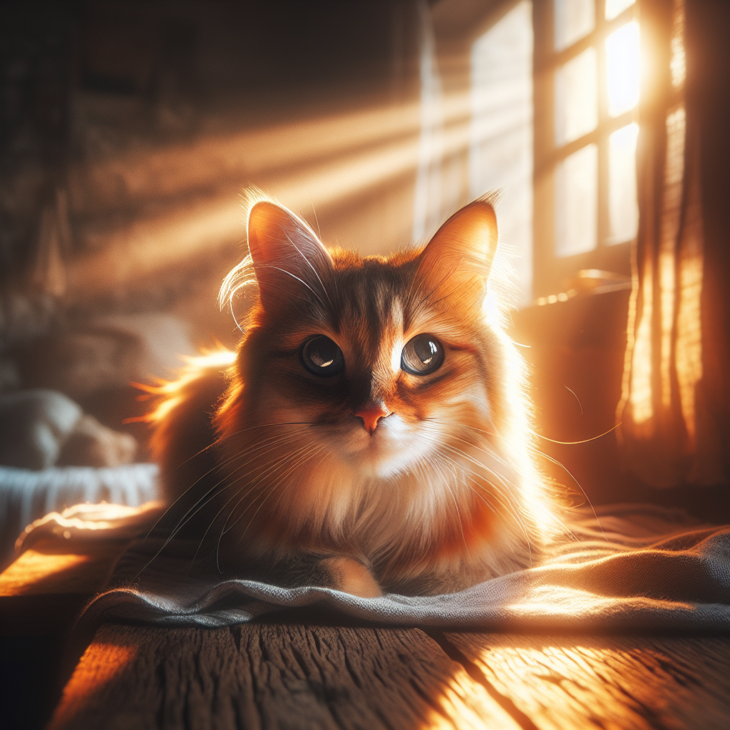 Whiskers the cat sitting by a sunny window