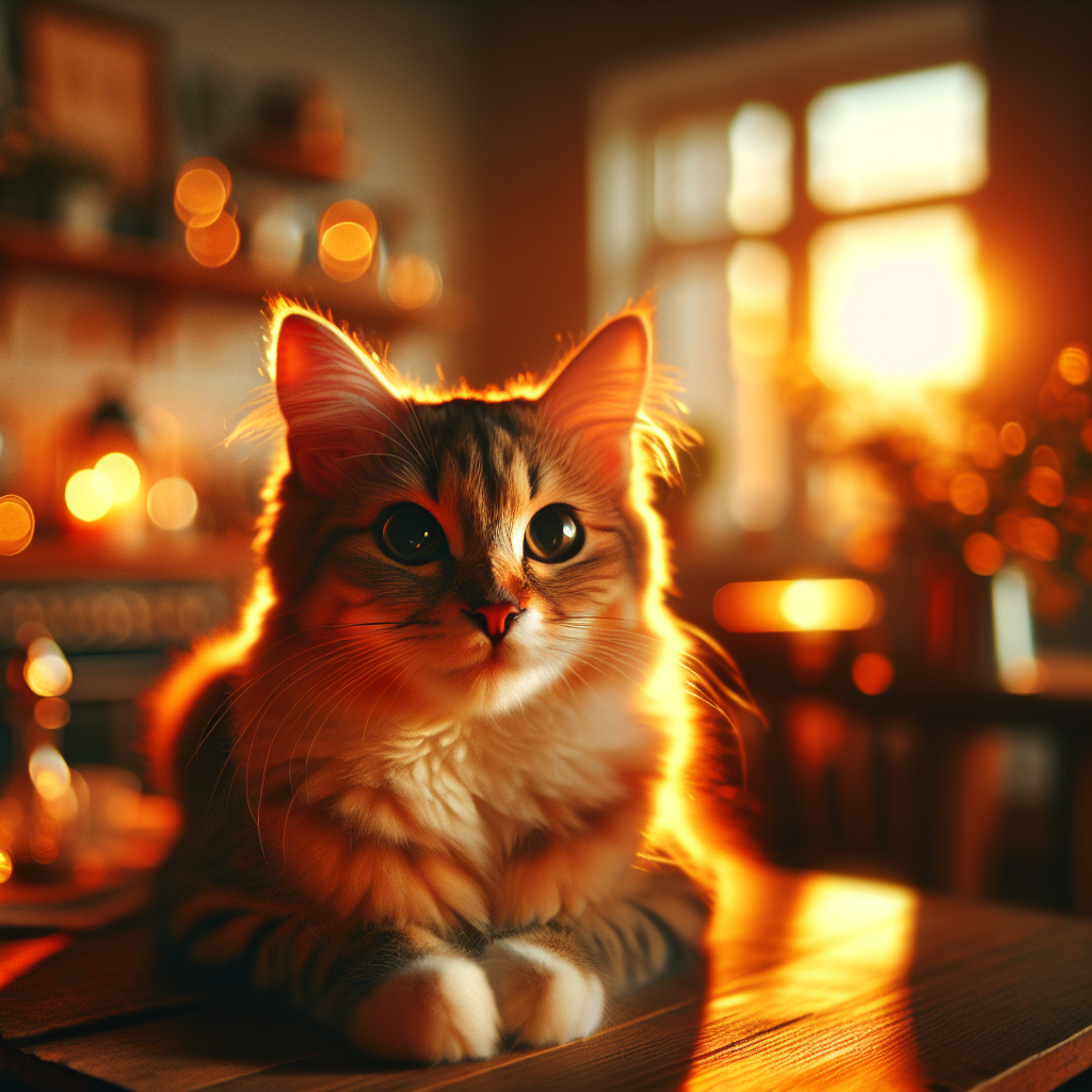A curious tabby cat gazing into the night sky.