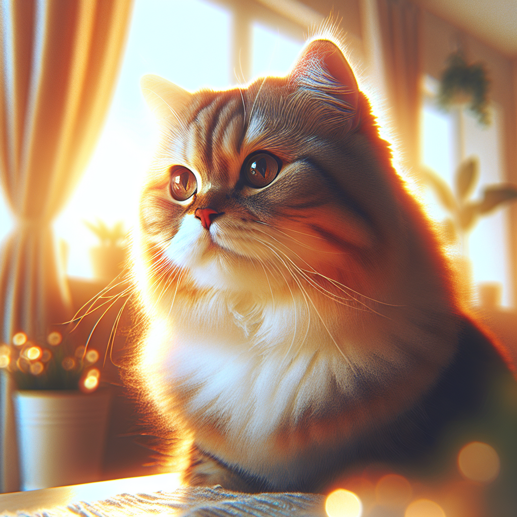 Fluffy tabby cat lounging in a sunny window