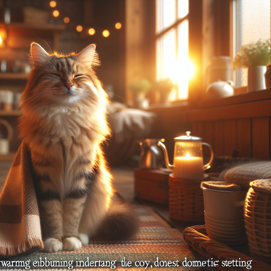 Fluffy tabby cat basking in morning sun