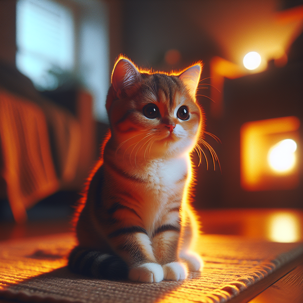 Whiskers the tabby cat perched on a windowsill at dusk.
