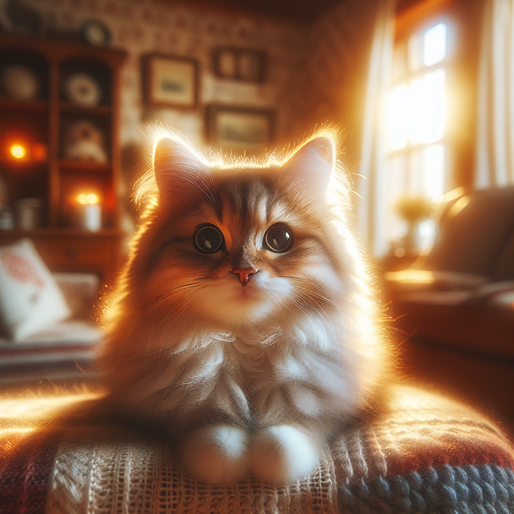 Whiskers the tabby cat stretching in sunlight.