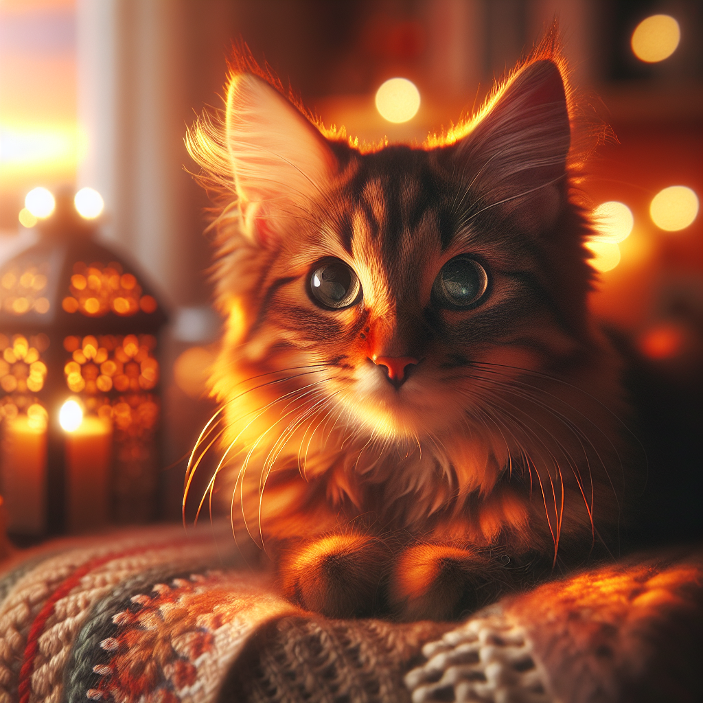 A curious tabby cat exploring a moonlit garden.