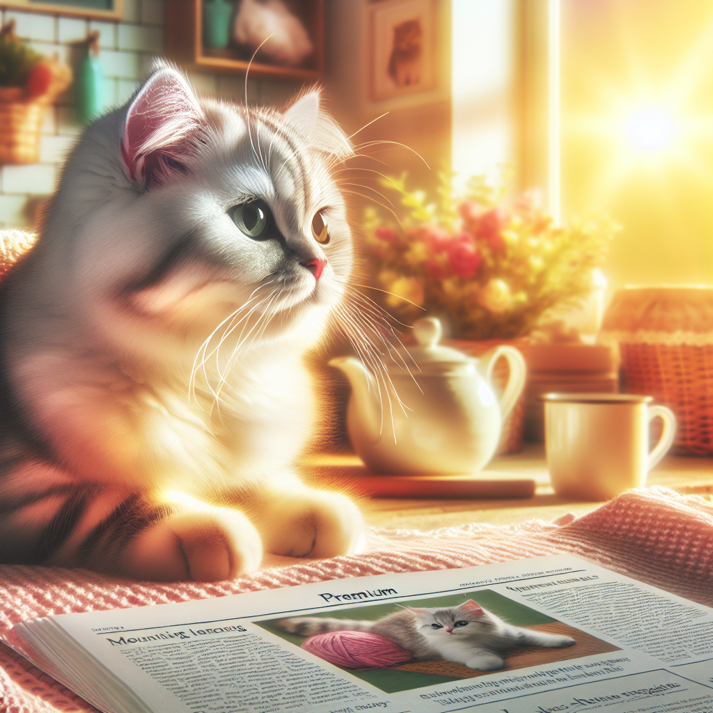 Fluffy tabby cat gazing out sunny window