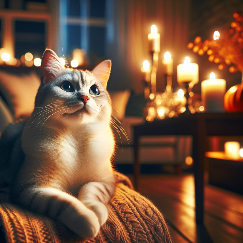 A curious cat exploring a moonlit garden.