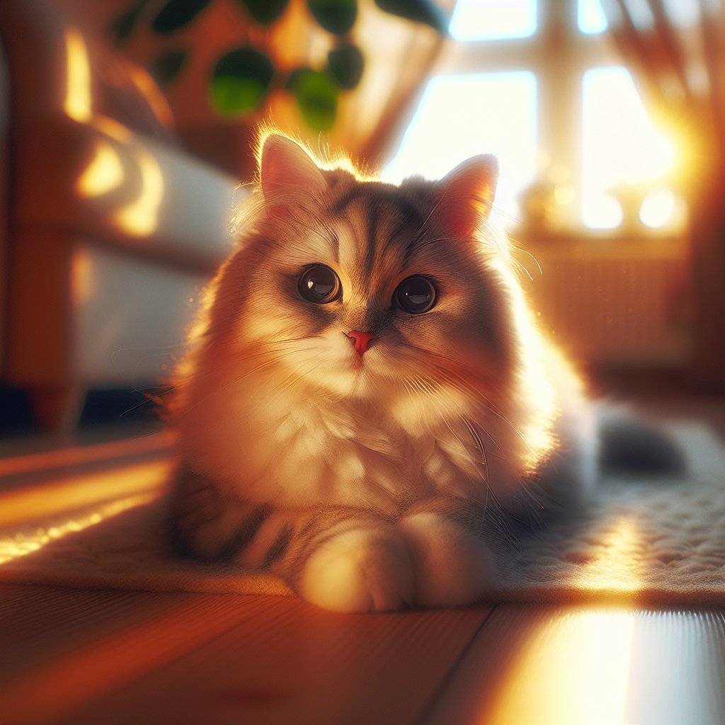 A fluffy tabby cat lounging on a blue knitted blanket