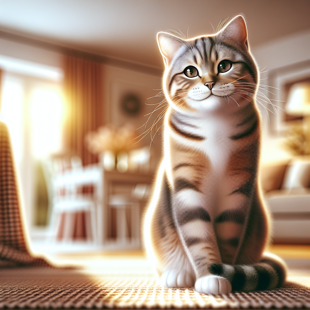 A fluffy tabby cat basking in sunlight by a window.
