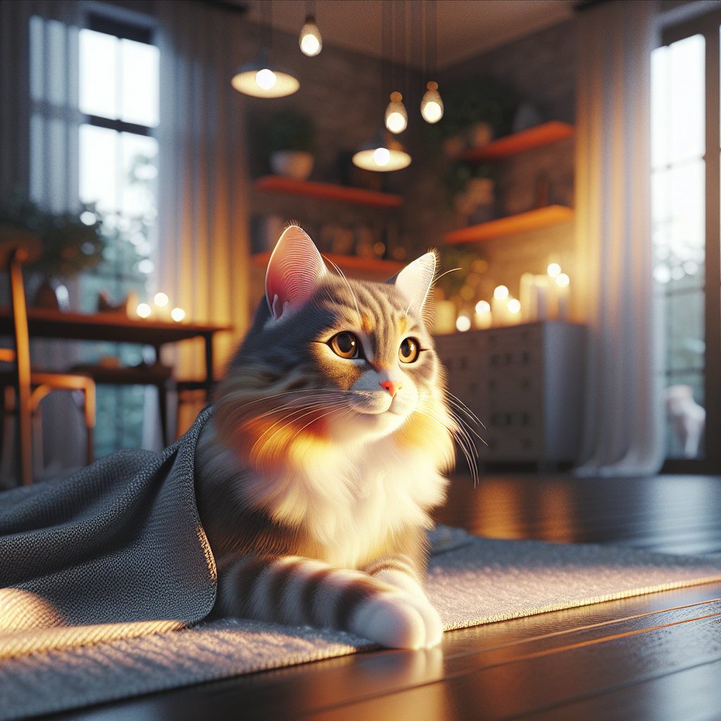 Whiskers the cat exploring a moonlit garden