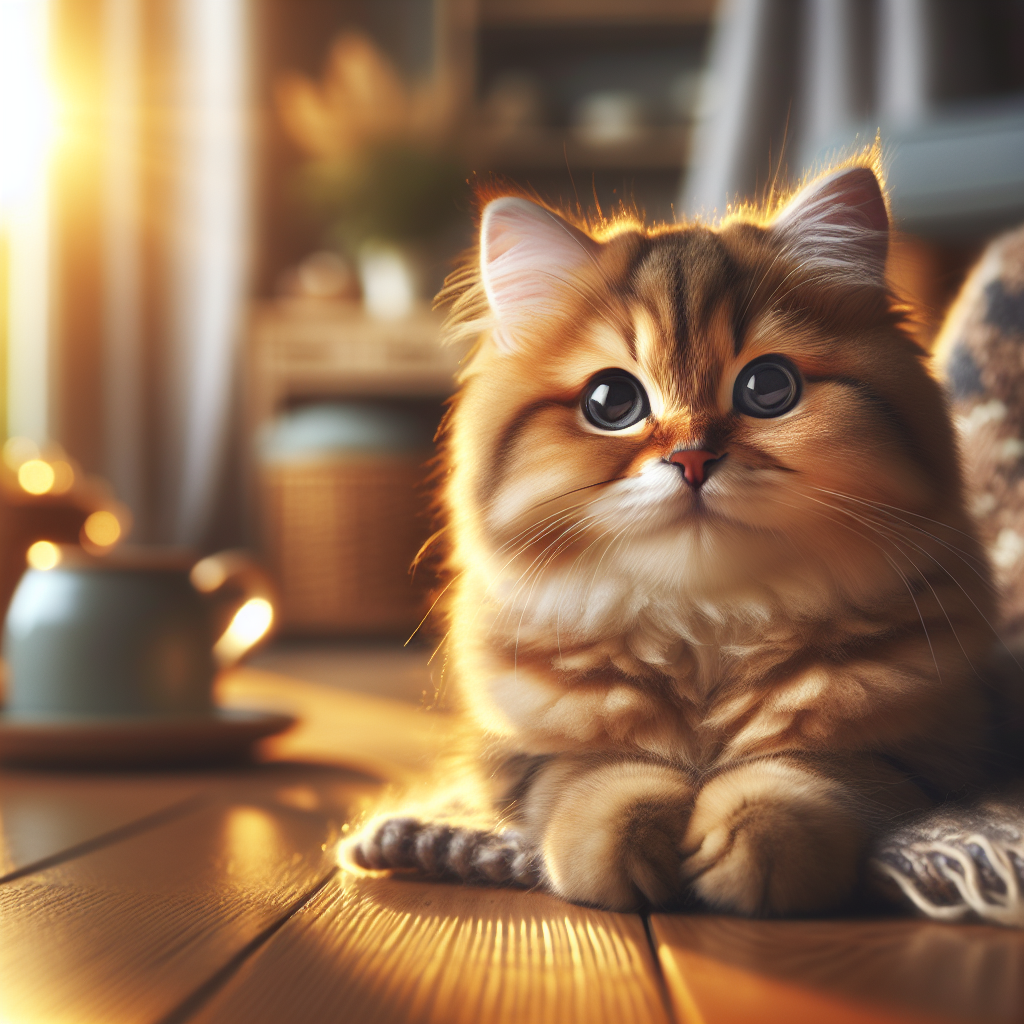 A curious cat with white whiskers exploring a sunlit room
