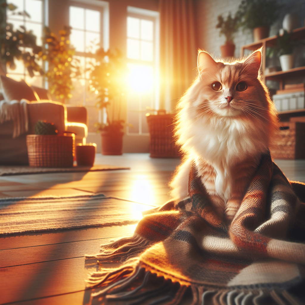 A cozy tabby cat basking in a sunbeam.
