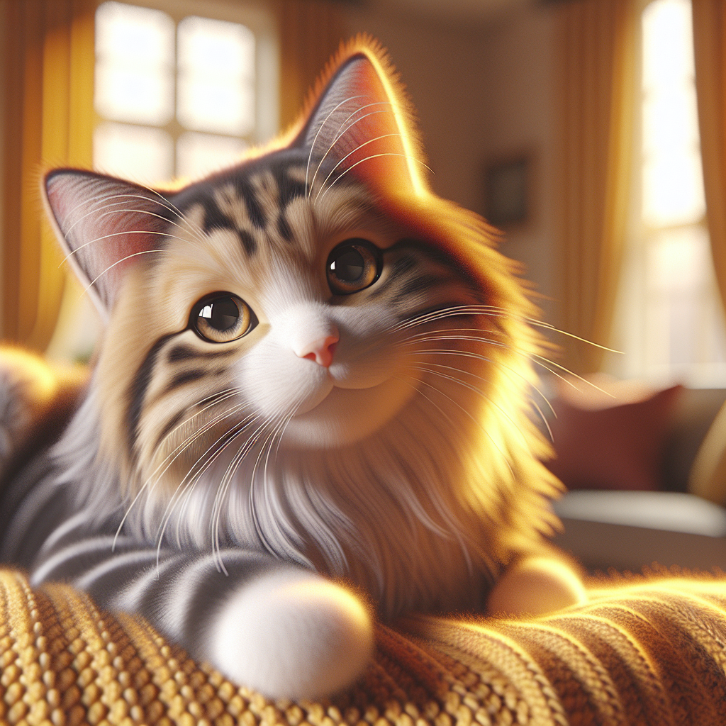 A tabby cat sitting by a sunlit window, watching outside.