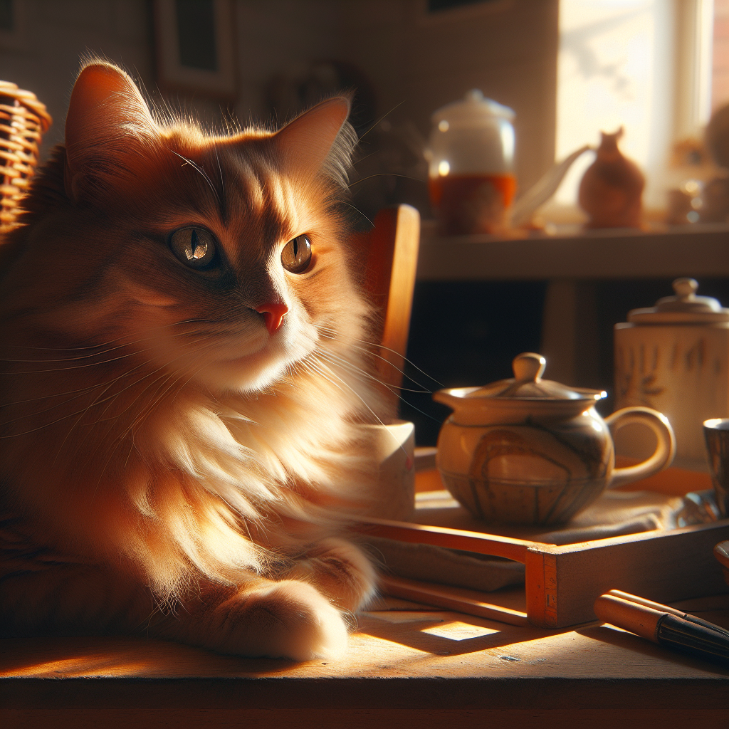 Milo, a tabby cat, enjoying the morning sun.