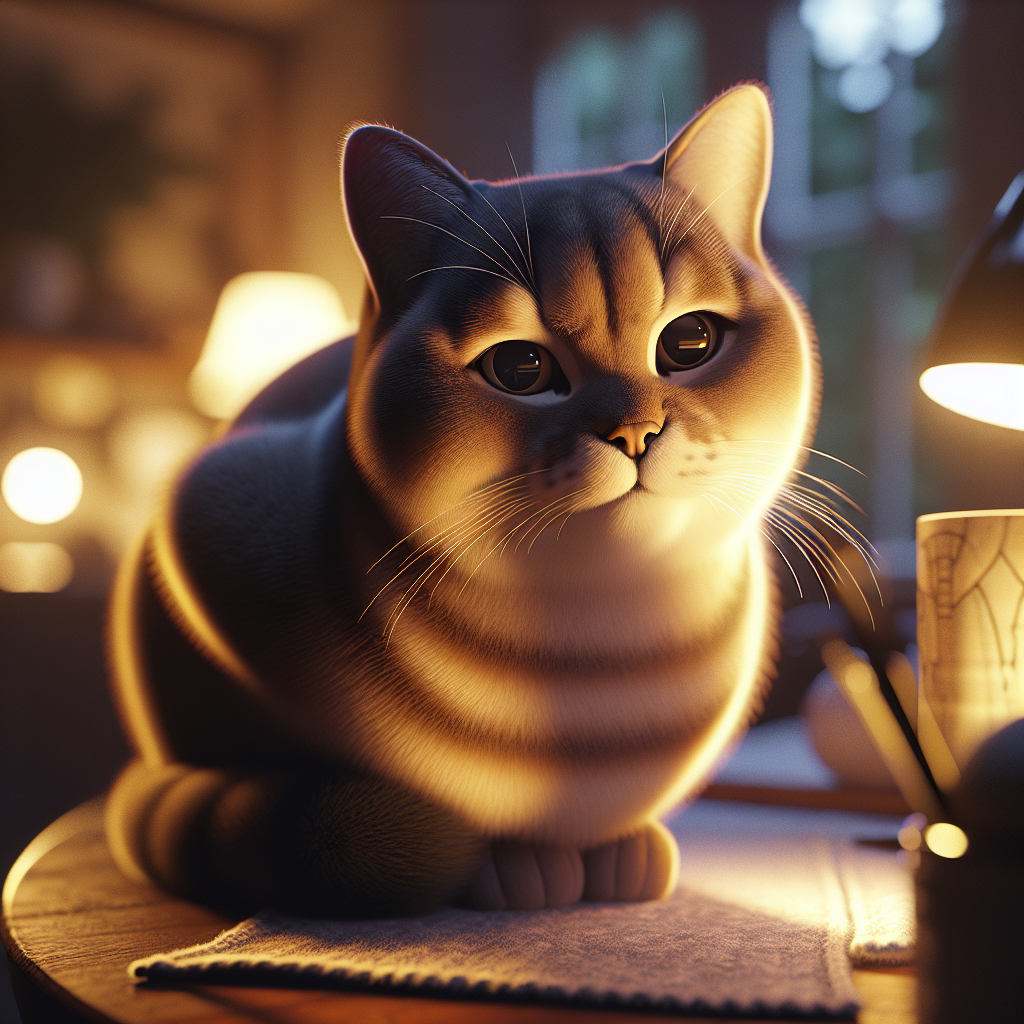 Whiskers the tabby cat exploring the moonlit garden.