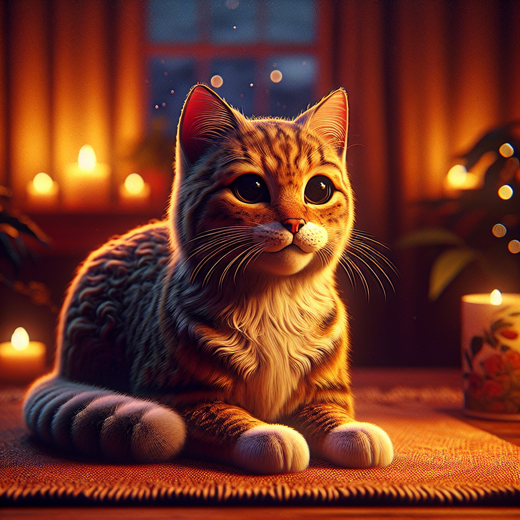 A curious tabby cat beneath a starry night sky
