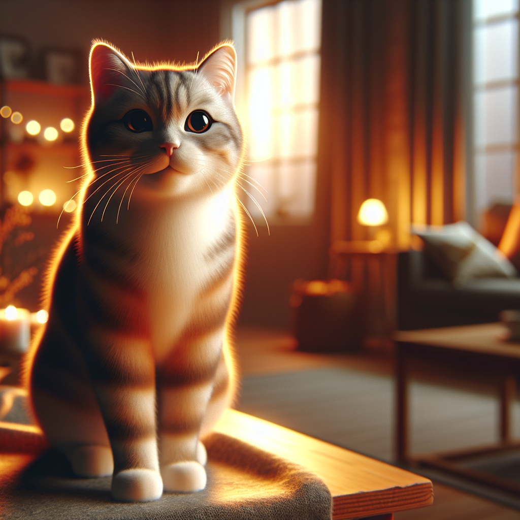 A silver-striped tabby cat exploring a moonlit garden.