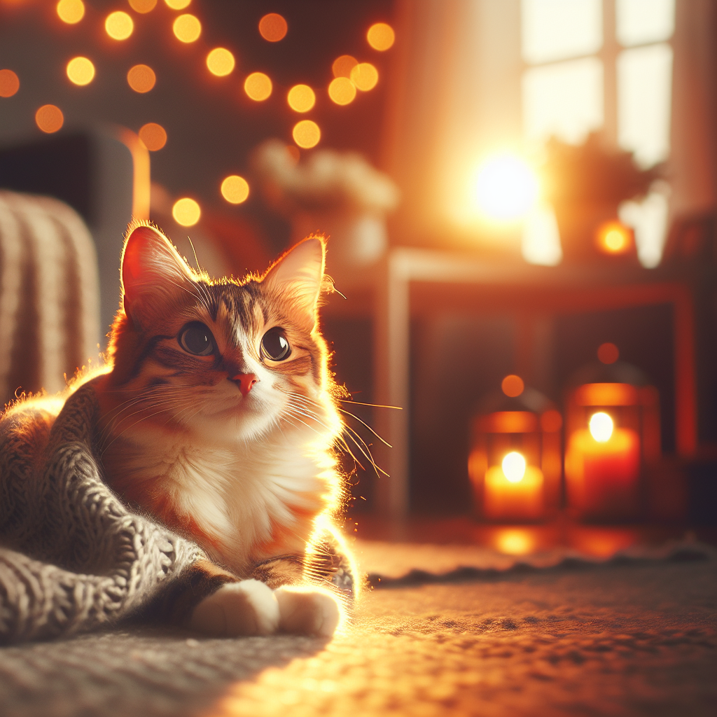 A cozy tabby cat under moonlight in a garden.