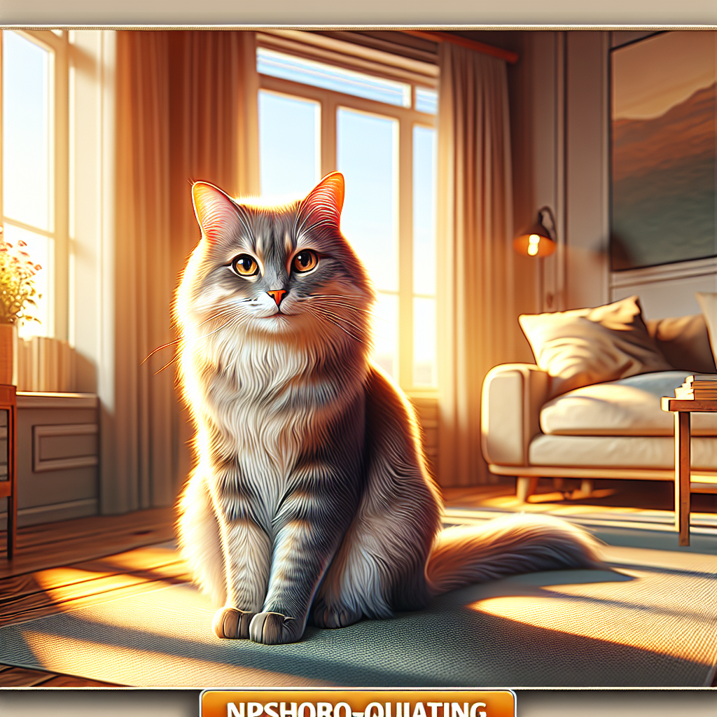 Fluffy tabby cat lounging in a sunny window spot