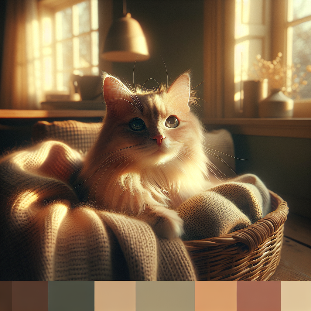 Fluffy tabby cat stretching on a windowsill