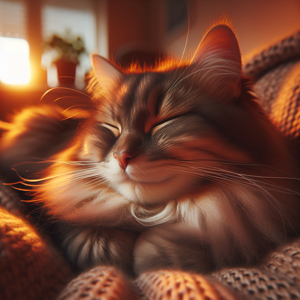 A tabby cat exploring a twilight garden.