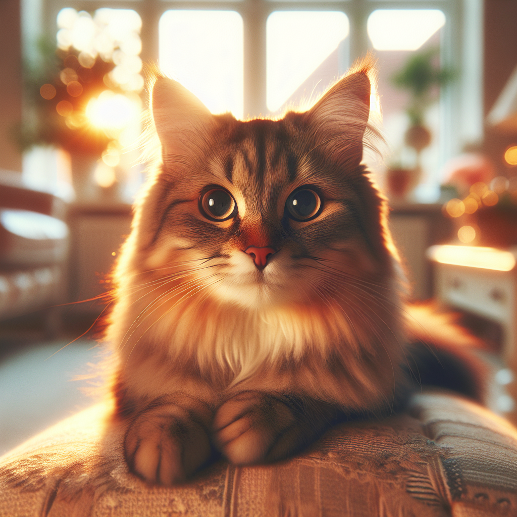 A tabby cat basking in a morning sunbeam indoors.