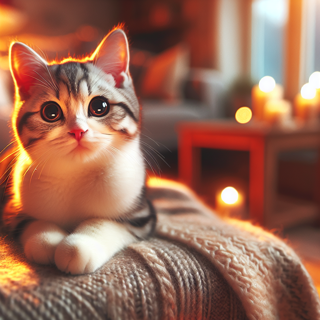 A fluffy gray tabby cat with emerald eyes under the moon.