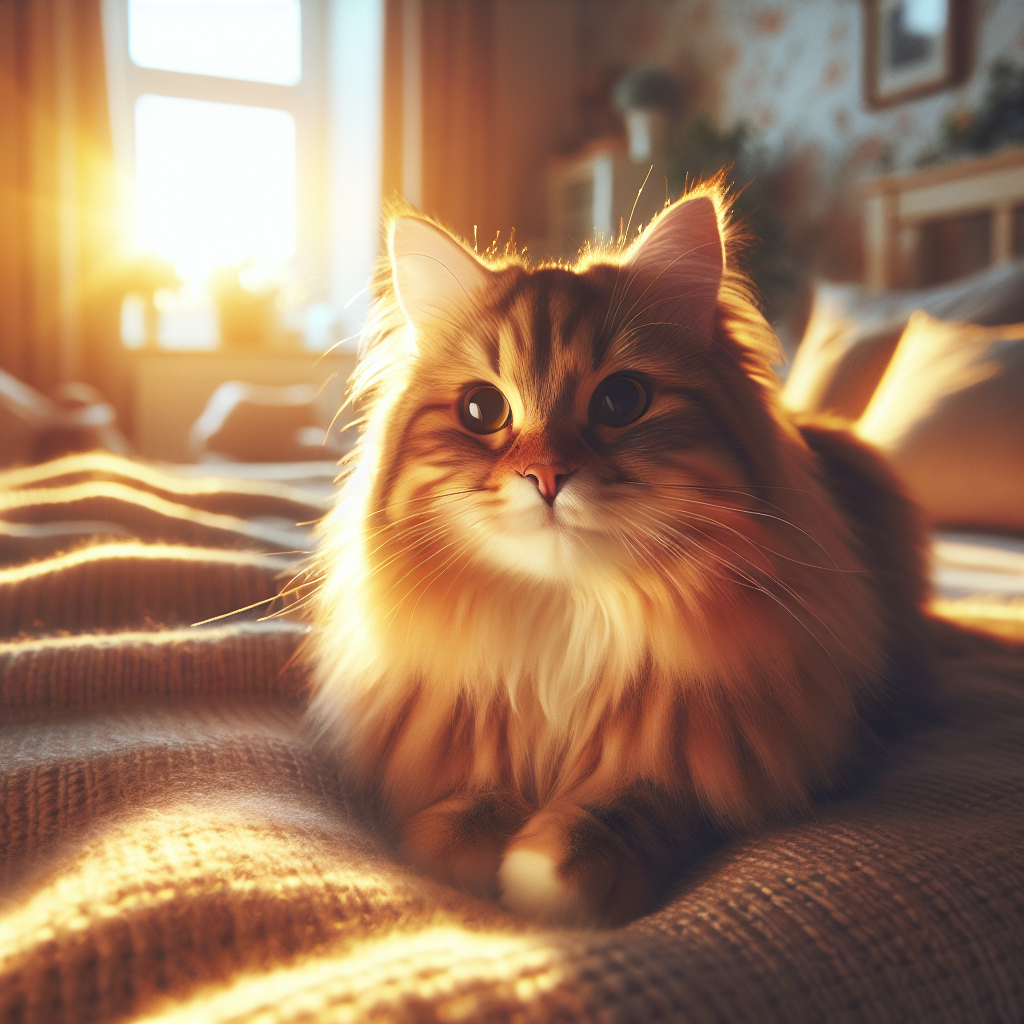 A tabby cat basking in morning sunlight on a windowsill