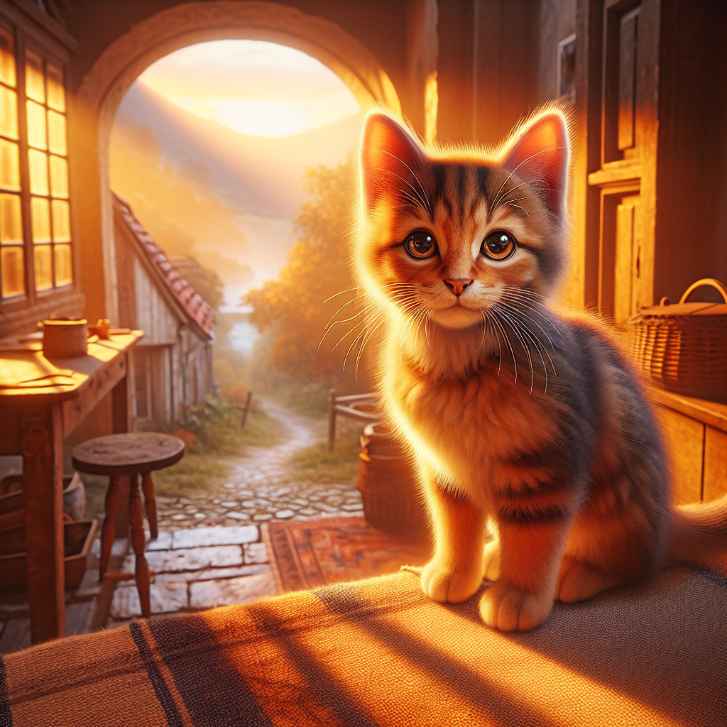 Fluffy tabby cat basking in sunlight on a windowsill