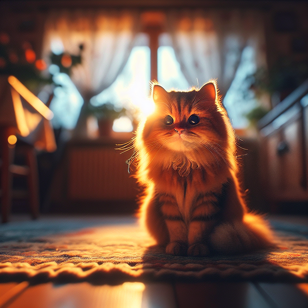 Cat exploring a garden under the moonlight
