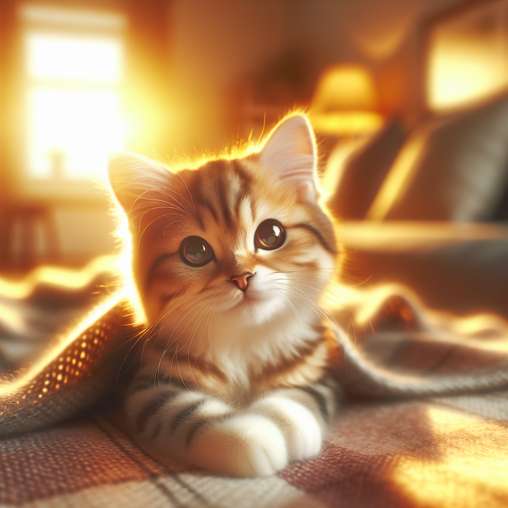 Curious cat exploring a sunlit garden.