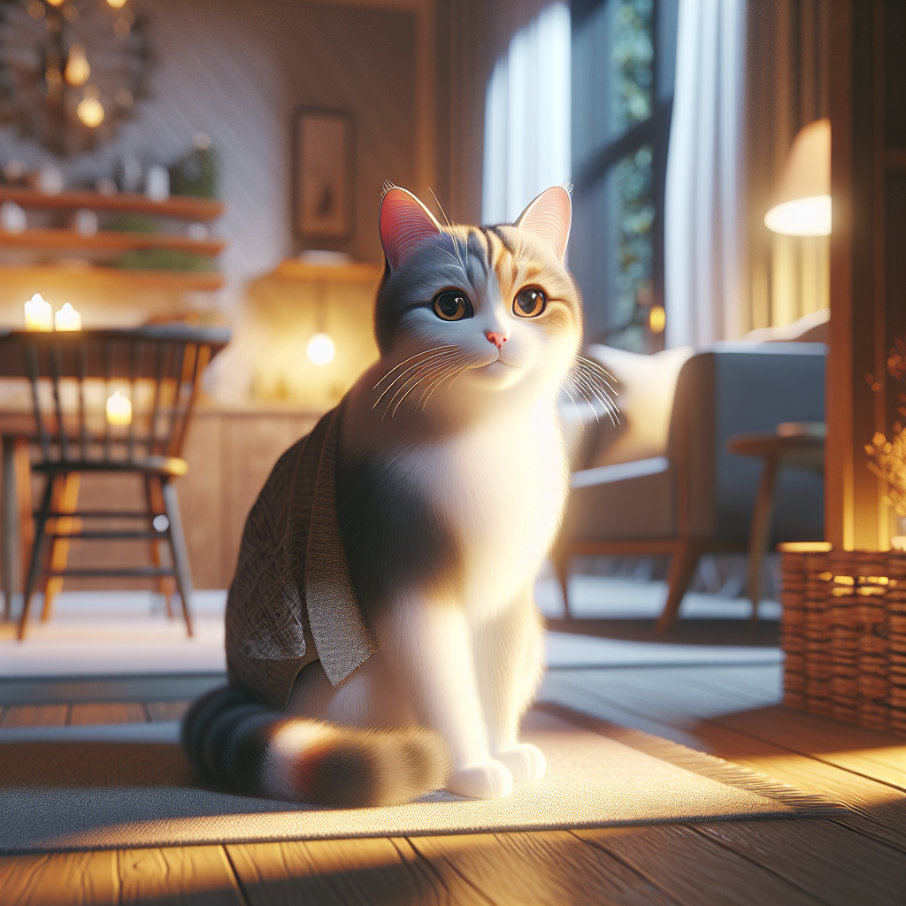 A tabby cat exploring a moonlit garden.