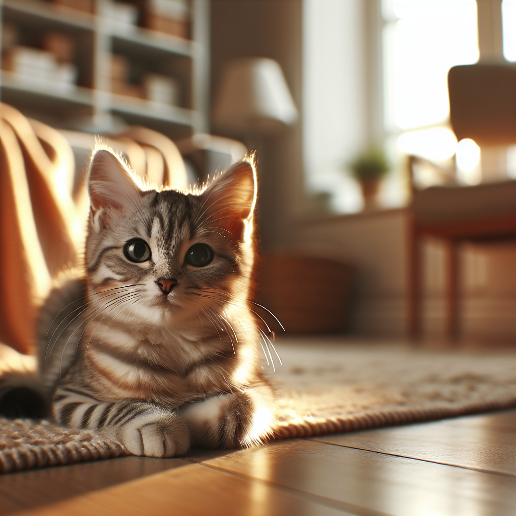 Fluffy tabby cat napping in a sunbeam