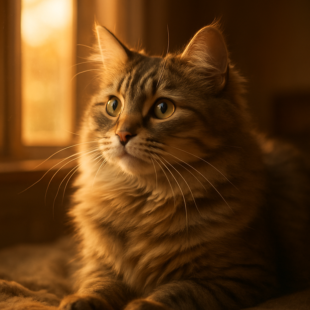 Curious cat Whiskers watching morning birds.