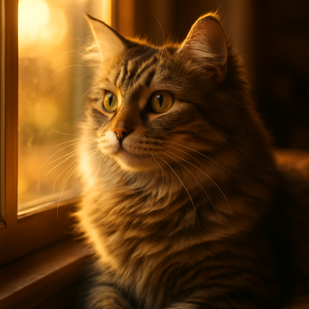 A curious cat gazing out a sunny window.