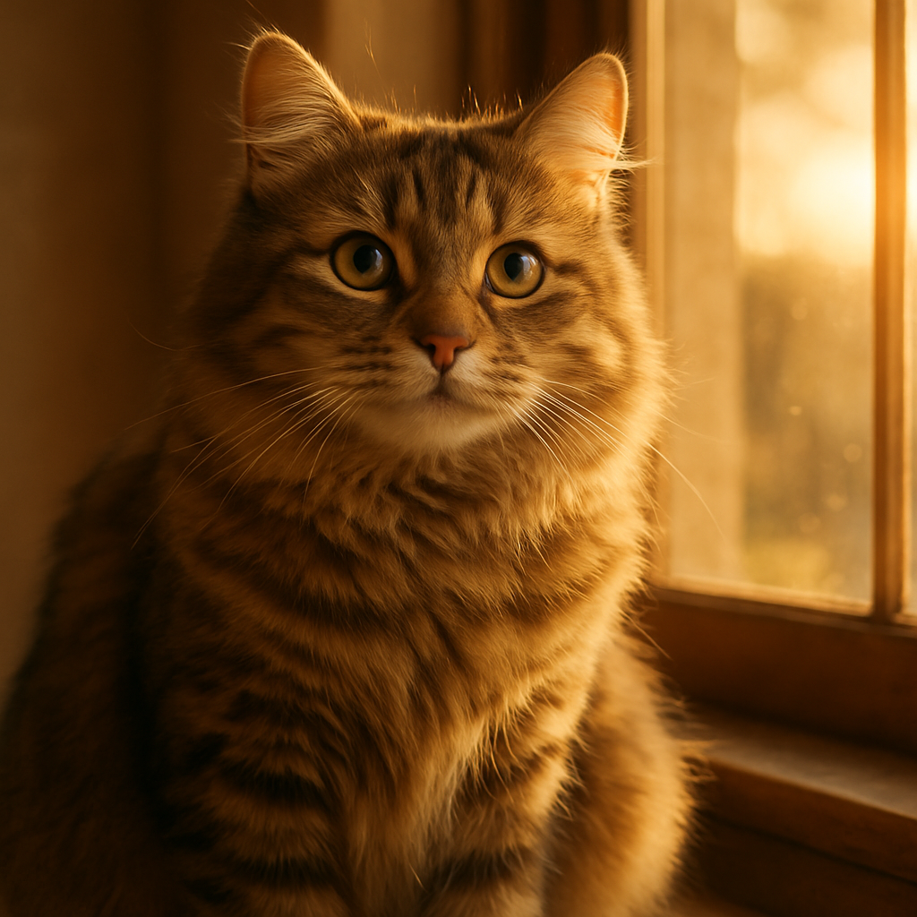 A content tabby cat sitting on a sunny windowsill