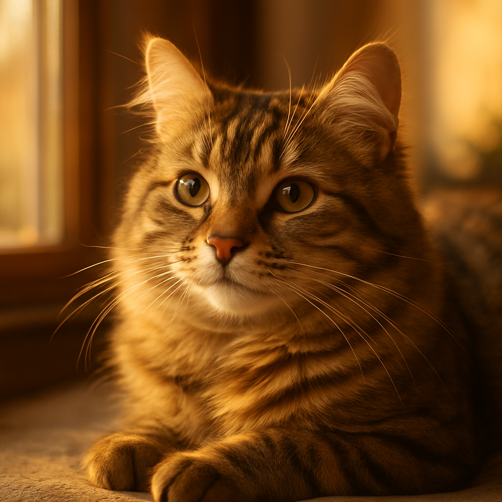 A tabby cat peacefully napping on a sunlit windowsill.